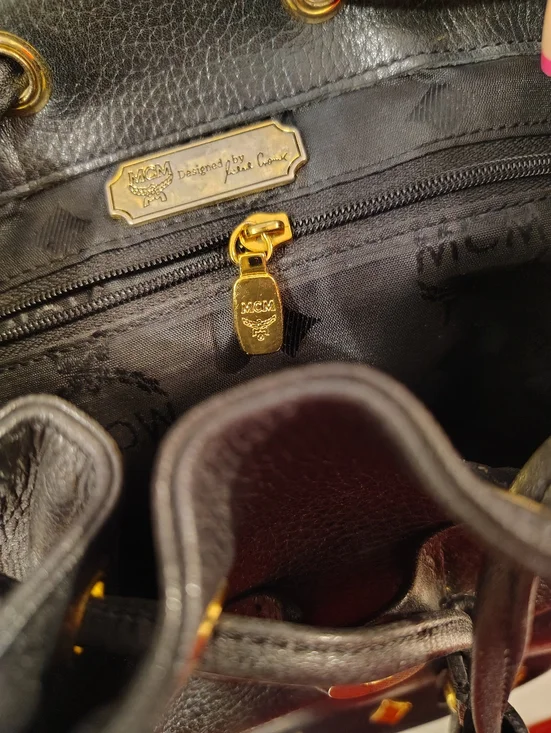 MCM Black Leather Visetos Logo Backpack with Gold Hardware - Picture 15 of 15